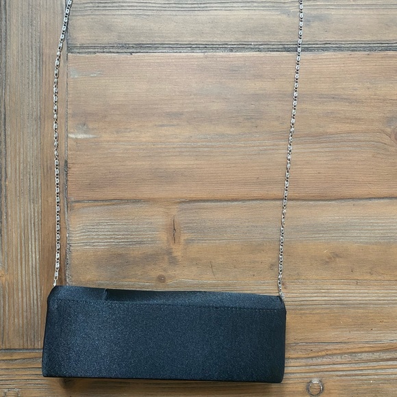 Charming Charlie Black Shiny Purse with Silver Bow - Picture 2 of 3